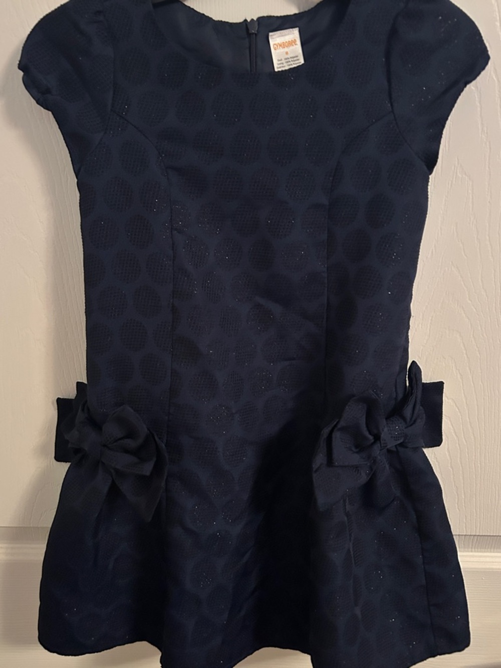 Gymboree Navy Textured Dot Dress with Side Bows